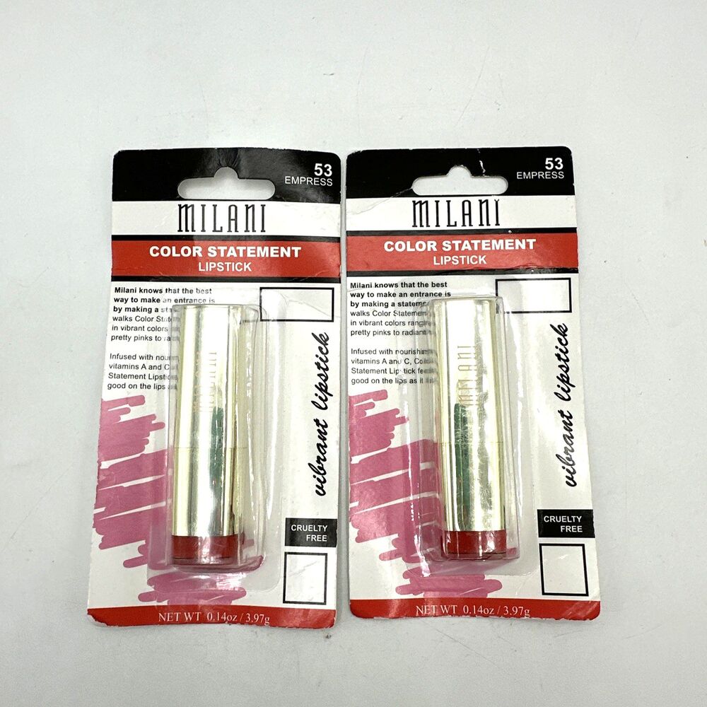 2 Pack MILANI Color Statement Lipstick Lip Color 53 Empress NEW SEALED